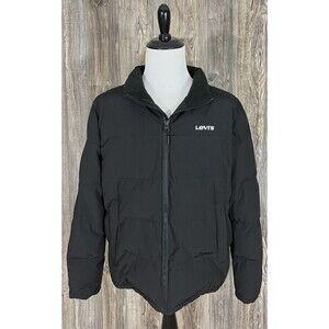 Levi's Hooded Trucker Puffer Jacket Coat Men's XL Full Zip Black Polyester